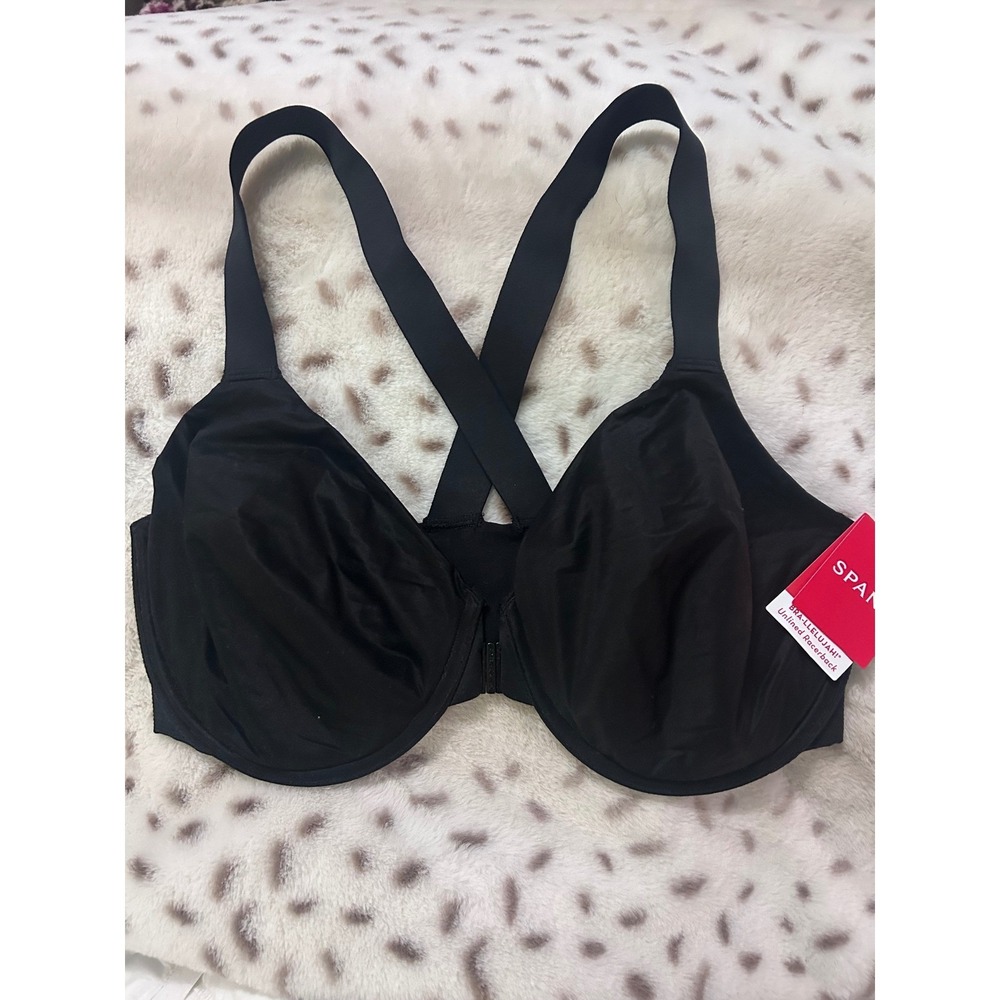 Spanx Bra-llelujah Unlined Racerback Bra Women 38D Very Black 30015R Front Close